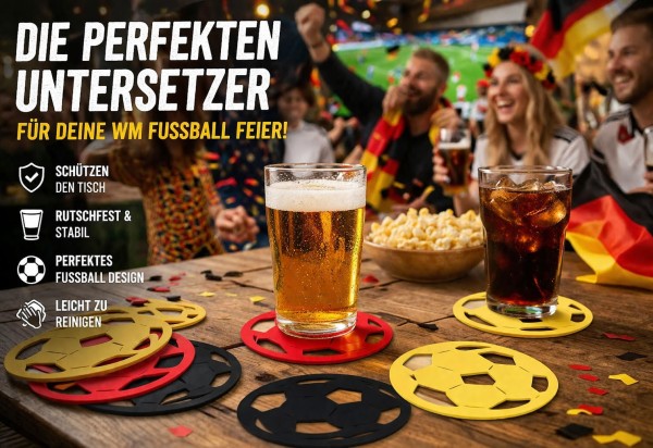 Untersetzer Fußball Deutschland - 6 Stück, ca. 9,5cm